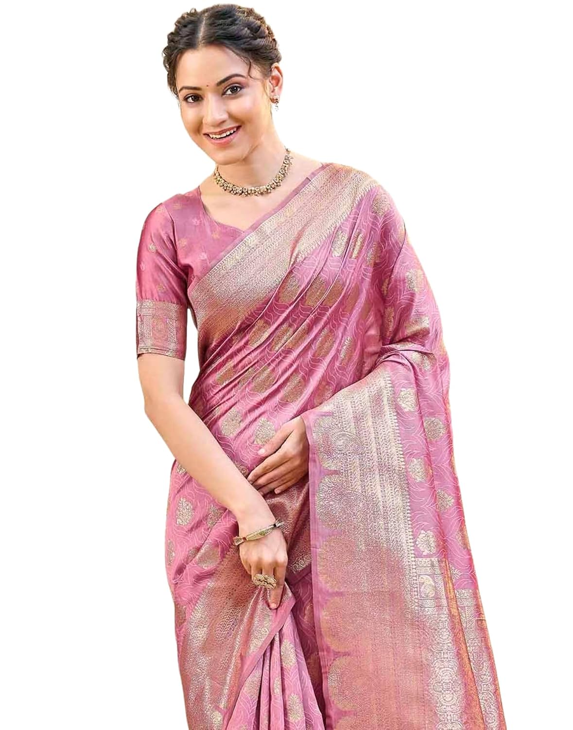 SIRIL Women's Silk Jacquard Banarasi Saree With Unstitched Blouse Piece