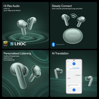 OnePlus Buds 4 TWS Earbuds with Upto 55dB Real-time ANC, Adaptive Mode, Dual Drivers and DACs, 3D Audio, Upto 45hrs Music Playback, Dual-Device connectivity, 47ms Low Latency, Storm Gray