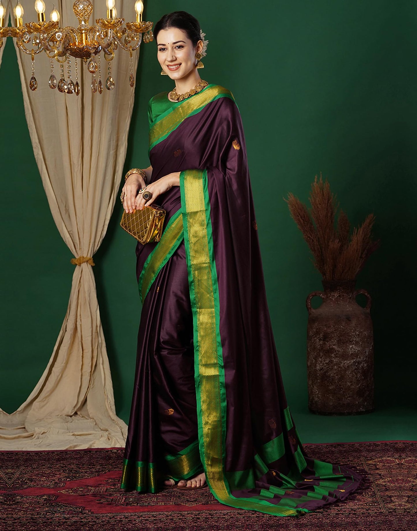 SIRIL Women's Silk Jacquard Banarasi Saree With Unstitched Blouse Piece