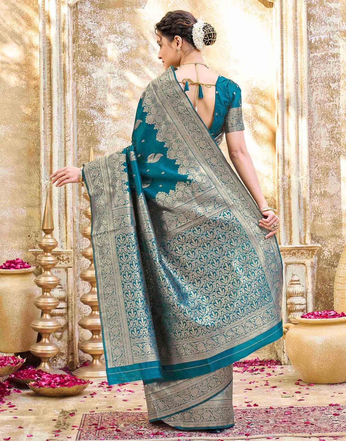SIRIL Women's Silk Jacquard Banarasi Saree With Unstitched Blouse Piece