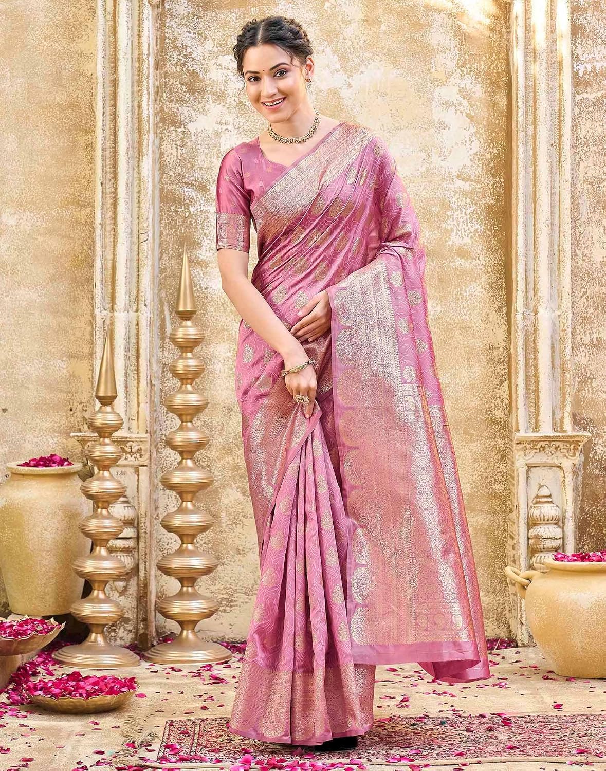 SIRIL Women's Silk Jacquard Banarasi Saree With Unstitched Blouse Piece