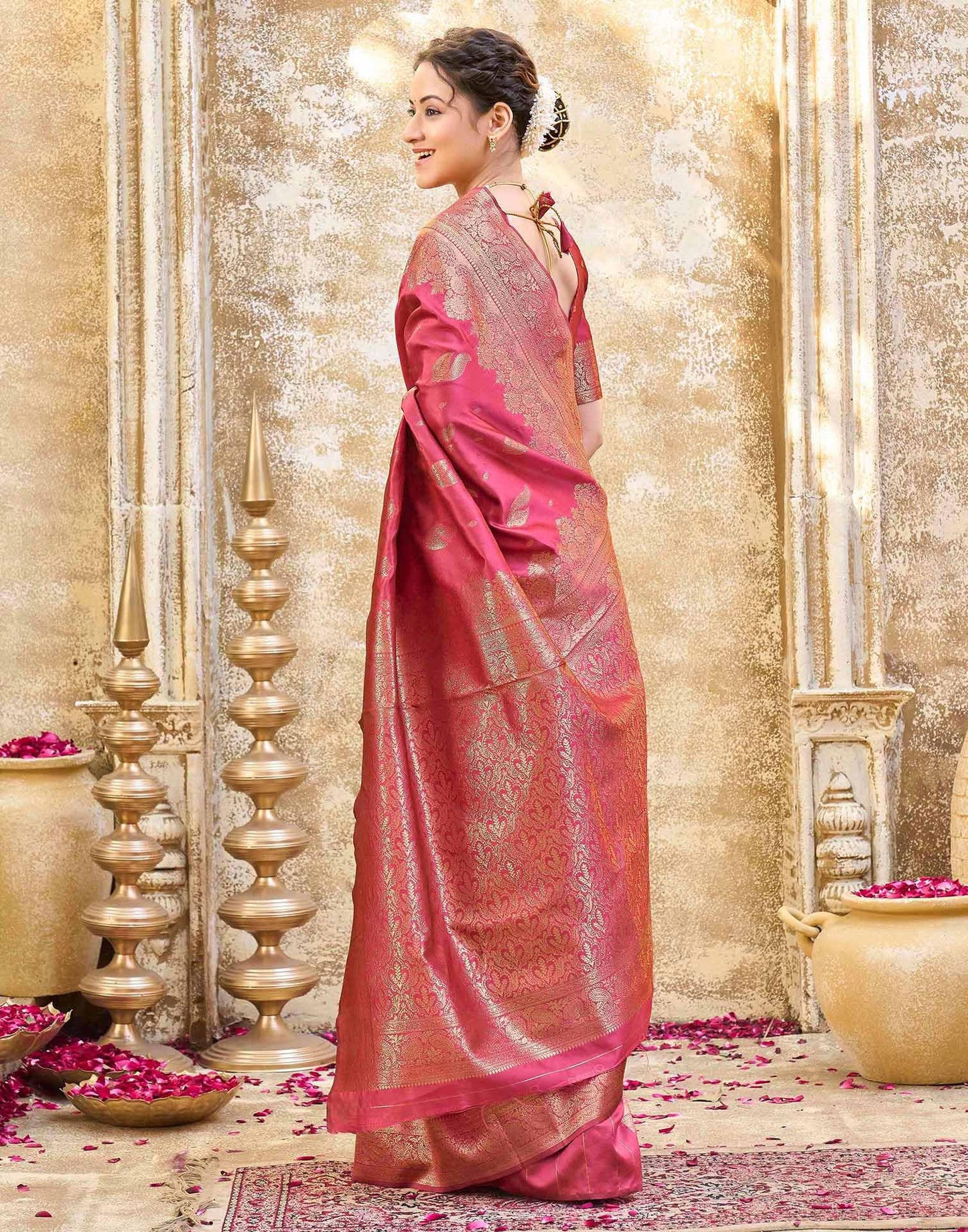 SIRIL Women's Silk Jacquard Banarasi Saree With Unstitched Blouse Piece