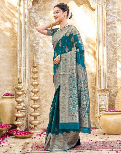 SIRIL Women's Silk Jacquard Banarasi Saree With Unstitched Blouse Piece