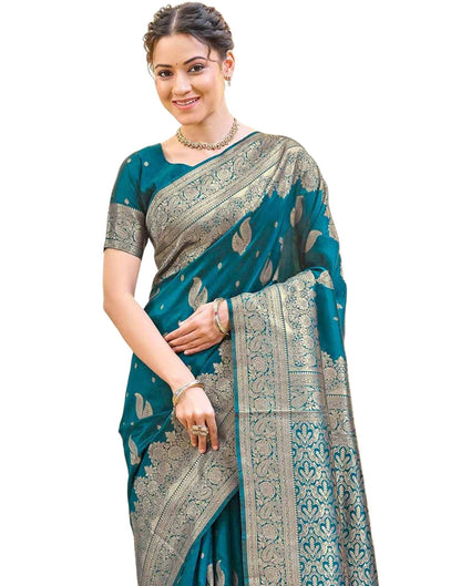 SIRIL Women's Silk Jacquard Banarasi Saree With Unstitched Blouse Piece