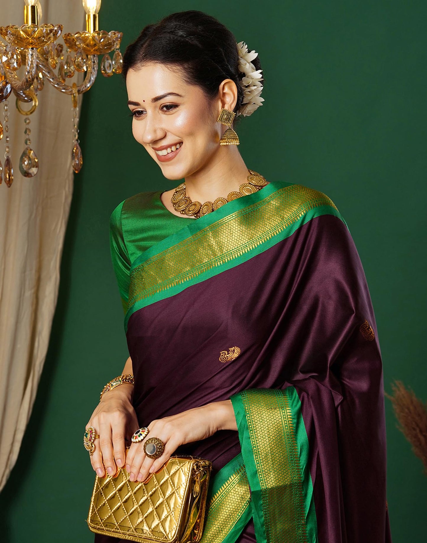 SIRIL Women's Silk Jacquard Banarasi Saree With Unstitched Blouse Piece