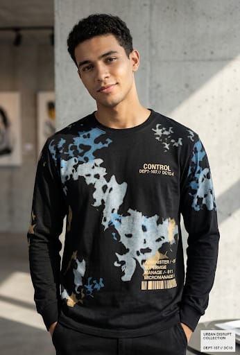Unique Round Neck Printed T-Shirt_XXL
