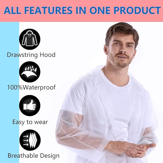 Waterproof Unisex Rain Coat Hooded Full Sleeves