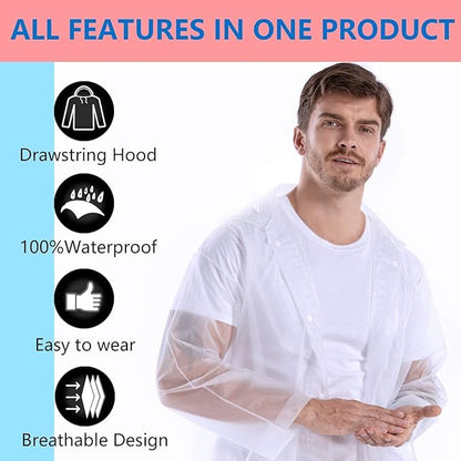 Waterproof Unisex Rain Coat Hooded Full Sleeves