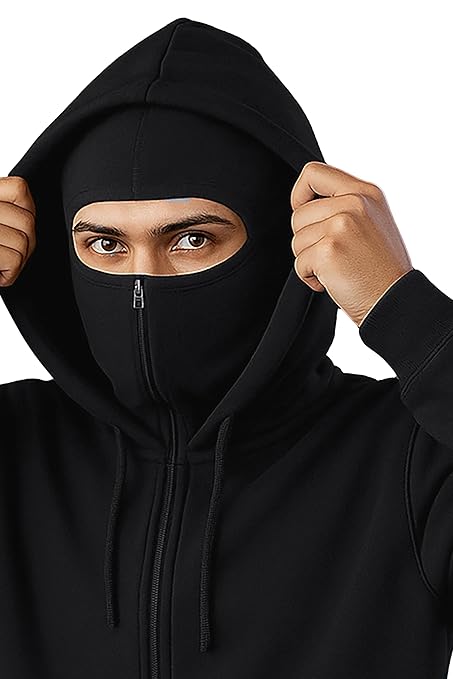 Men's Full Sleeves Zipper Hoodie with Mask