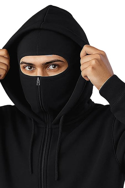 Men's Full Sleeves Zipper Hoodie with Mask