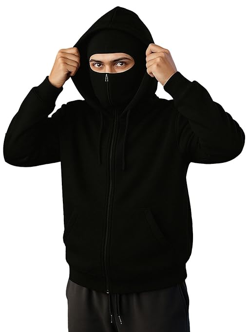 Men's Full Sleeves Zipper Hoodie with Mask